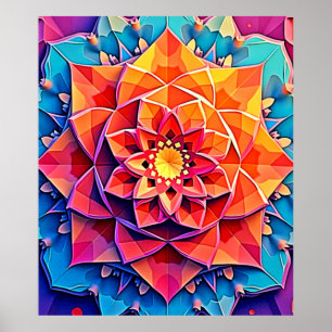 Arte de impresión de energía de prisma floral abst