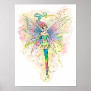 Arte de impresión de fantasía de hada colorida de