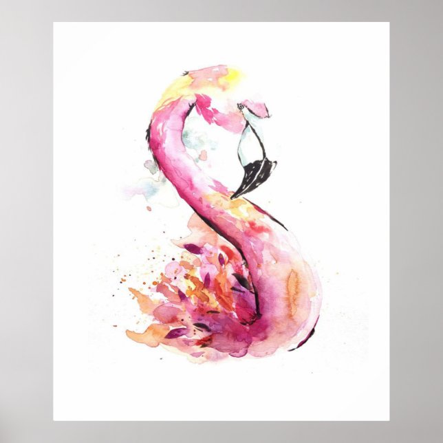 Arte de impresión de flamenco acuarela | Flamingo  (Frente)