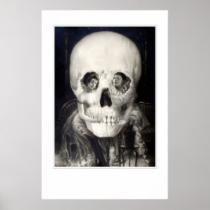 Arte de impresión de ilusión óptica de cráneo góti