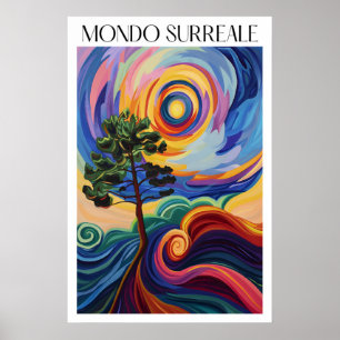 Arte de impresión de paisaje surrealista Árbol vib