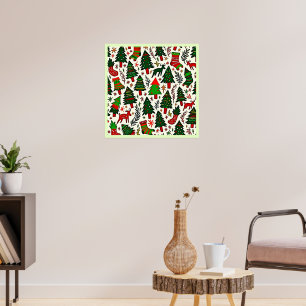 Arte de impresión de patrón navideño vibrante