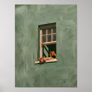 Arte de impresión de pintura al óleo de lectura en