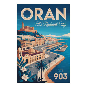 Arte de impresión de póster de viaje retro de Orán