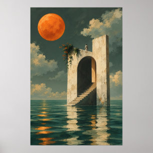 Arte de impresión de puerta oceánica surrealista