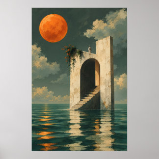 Arte de impresión de puerta oceánica surrealista