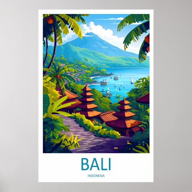 Arte de impresión de viaje de Bali Pared Hogar Col (Frente)