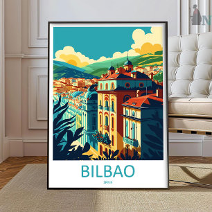 Arte de impresión de viaje de Bilbao para pared Co