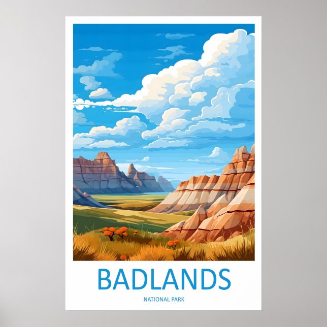 Arte de impresión de viaje del Parque Nacional Bad (Frente)