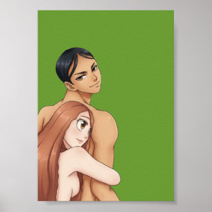 Arte de impresión digital de pareja de anime