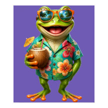 Arte de impresión divertida de rana tropical | Haw