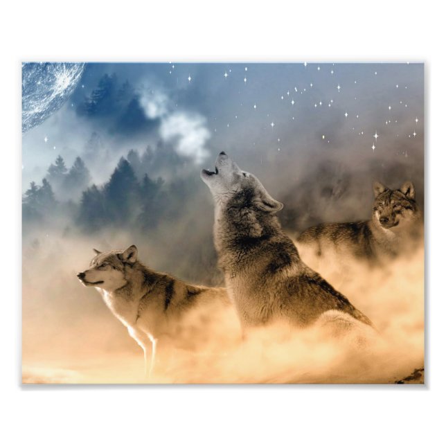 Arte de impresión fotográfica de lobos (Frente)