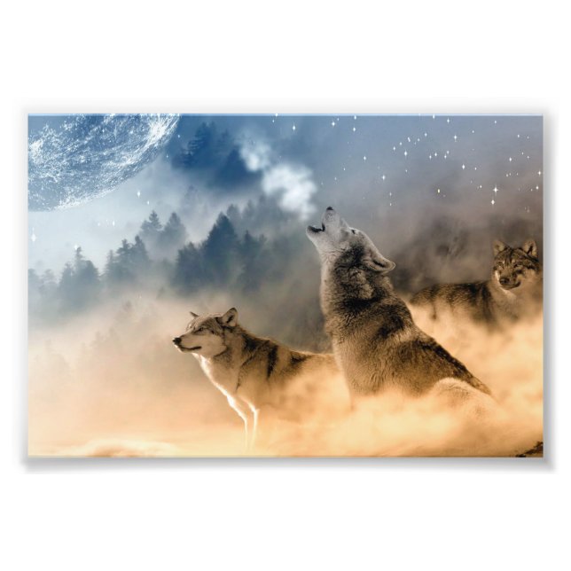 Arte de impresión fotográfica de lobos (Frente)
