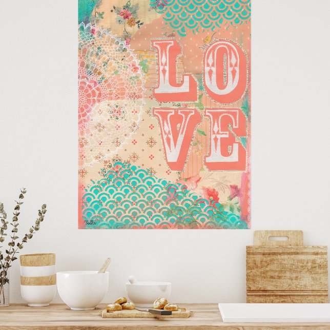 Arte de impresión mixta Love Coillage (Cocina)