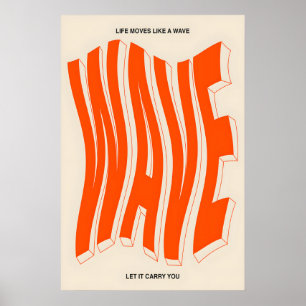 Arte de impresión tipográfico de onda naranja mode