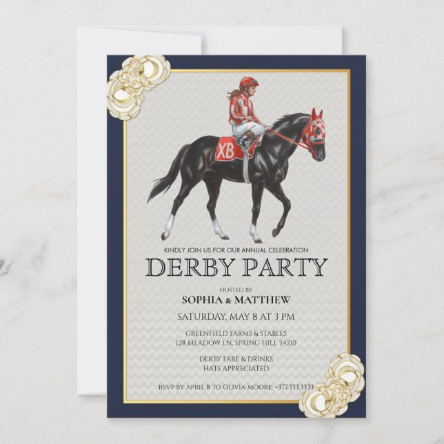 Arte de Invitación a Fiesta de Derby de Carreras d (Anverso)