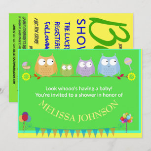 Arte de Invitación para Baby Shower de Búho Look W