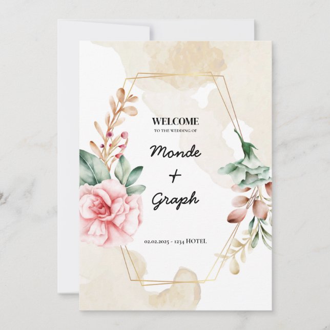 Arte de invitaciones a boda Rosa (Anverso)