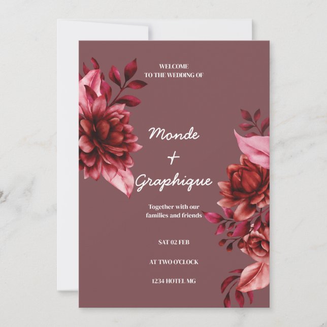 Arte de invitaciones a boda Rosa (Anverso)