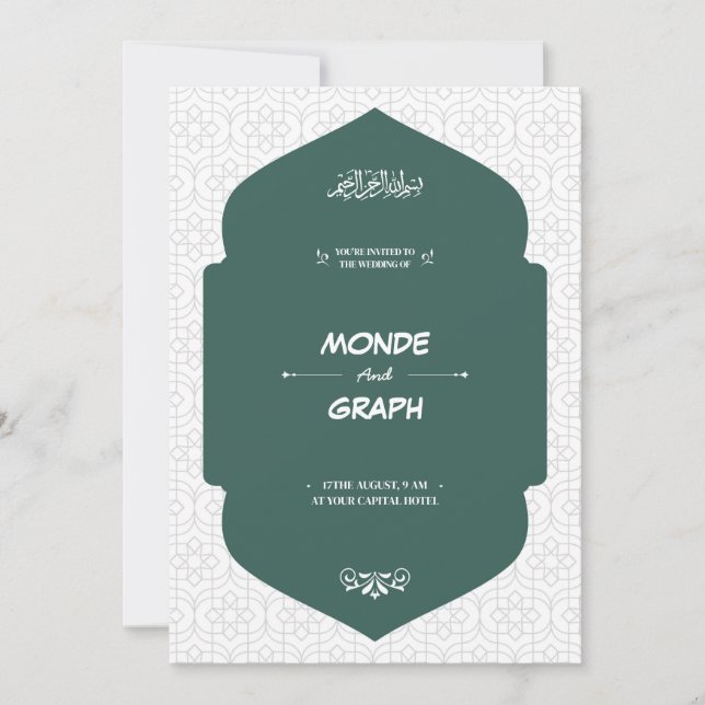Arte de invitaciones a la boda islámica (Anverso)