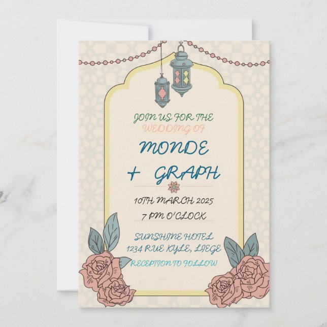 Arte de invitaciones a la boda islámica (Anverso)