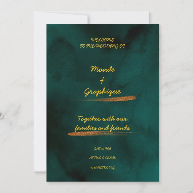 Arte de invitaciones a la boda verde (Anverso)