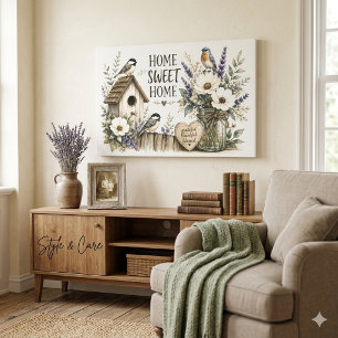 Arte de jardín de cottage vintage en lienzo