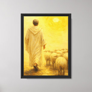 Arte de Jesús guiando ovejas hacia la luz