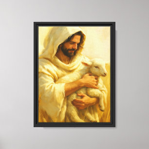 Arte de Jesús Pastor sosteniendo cordero