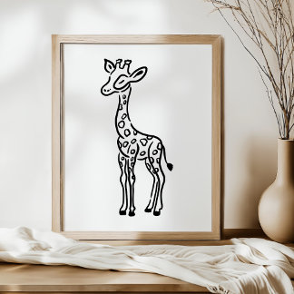 Arte de jirafa con líneas caprichosas dibujadas a