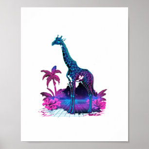Arte de jirafa Synthwave Vaporwave  