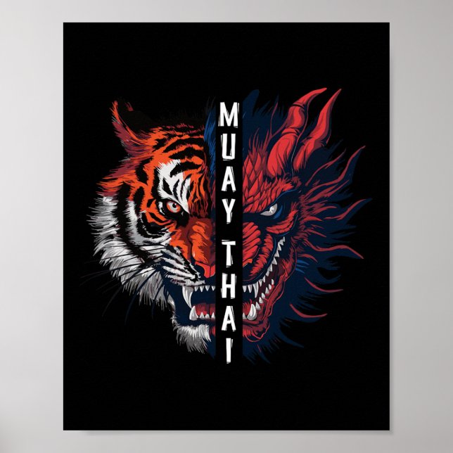 Arte de Kickboxing Muay Thai Cabeza de Dragón y Ti (Frente)