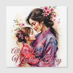 Arte de kimono del Día de la Madre con abrazo flor