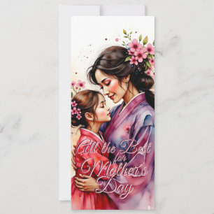 Arte de kimono del Día de la Madre con abrazo flor