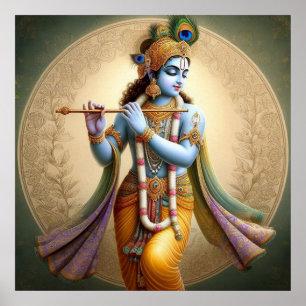 Arte de Krishna bajo la luz de la luna: Deidad de 