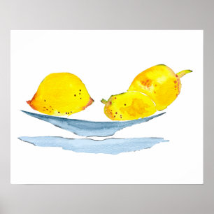 Arte de la acuarela amarilla de los lemas