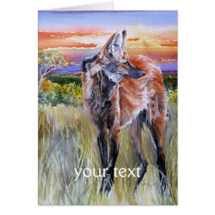 Arte de la acuarela del lobo crinado