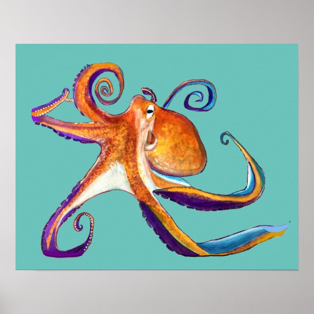 Arte de la acuarela Octopus sealife (Frente)