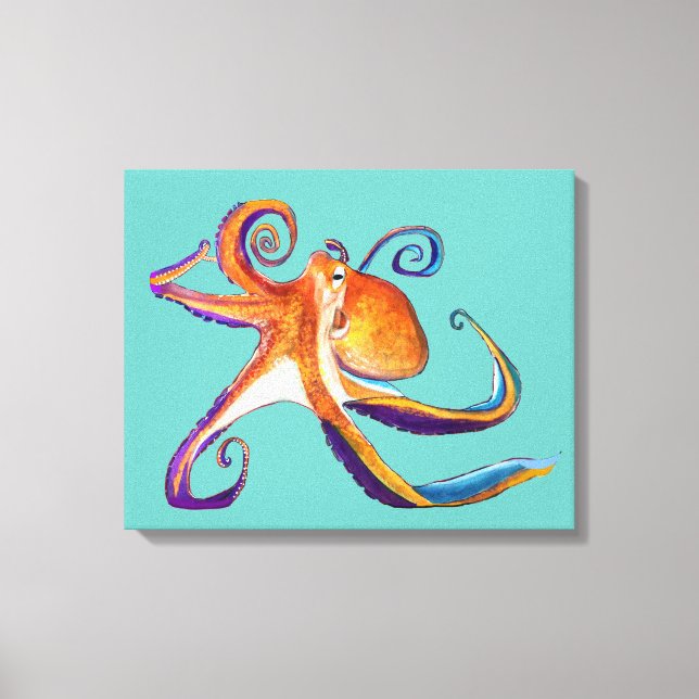 Arte de la acuarela Octopus sealife (Anverso)
