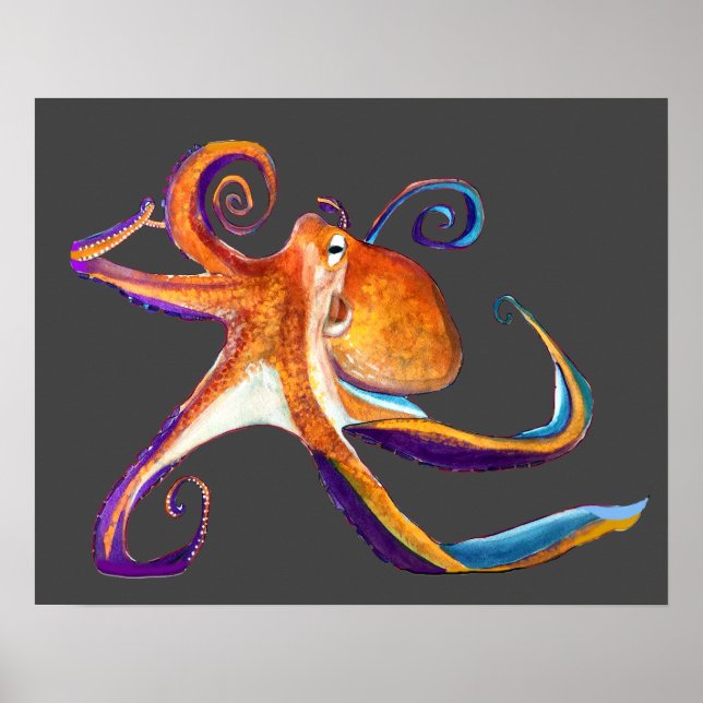 Arte de la acuarela Octopus sealife (Frente)