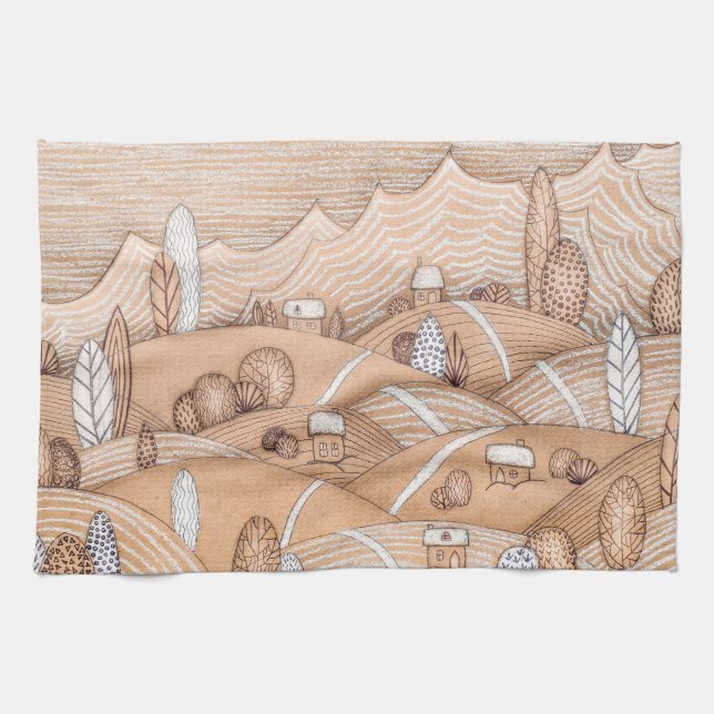 Arte de la aldea Cute Gingerbread | paño de cocina (Horizontal)
