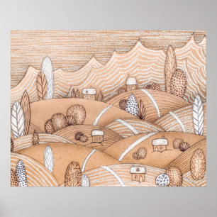 Arte de la aldea Cute Gingerbread   POSTER