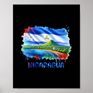 Arte de la bandera de Nicaragua Paisaje volcánico 