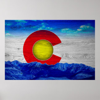 Arte de la bandera del estado de Colorado en mader