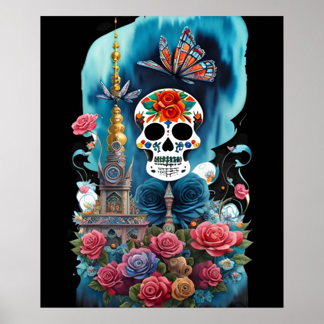 Arte de la calavera del azúcar - Altar colorido (Frente)