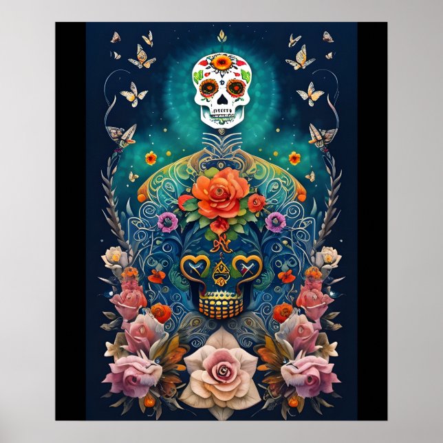 Arte de la calavera del azúcar - Creaciones colori (Frente)