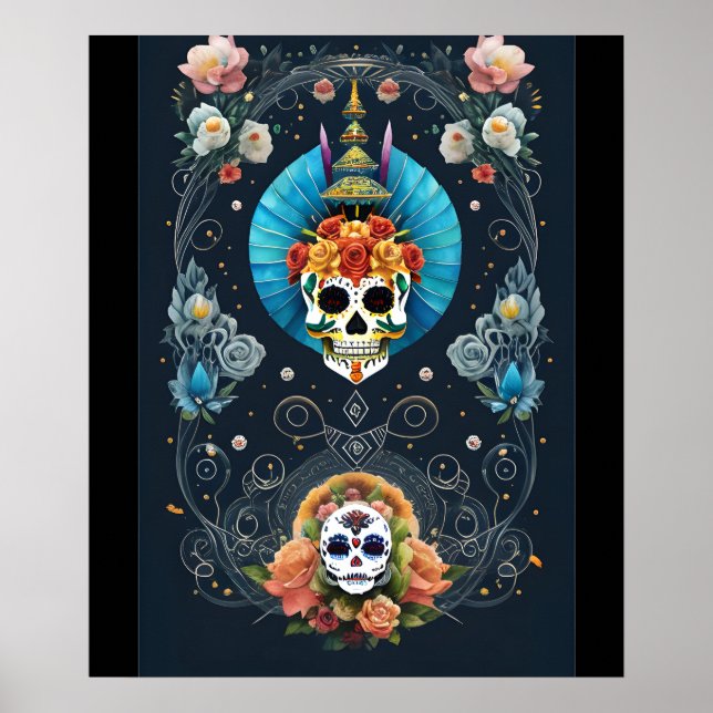 Arte de la calavera del azúcar - Vibrante Día de l (Frente)