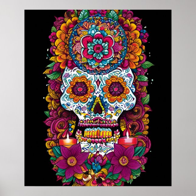 Arte de la calavera del azúcar - Vibrantes tradici (Frente)