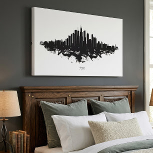 Arte de la Ciudad Acuarela en Blanco y Negro del H