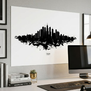 Arte de la Ciudad Acuarela Negro Blanco Panorama d
